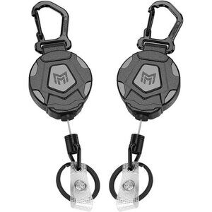 Retractable Keychain Badge Holder Heavy Duty Carabiner ID Reel 2 Pack Steel Cord
